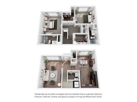 Floor plan for 2 beds, 2.5 baths, 1681 sqft
